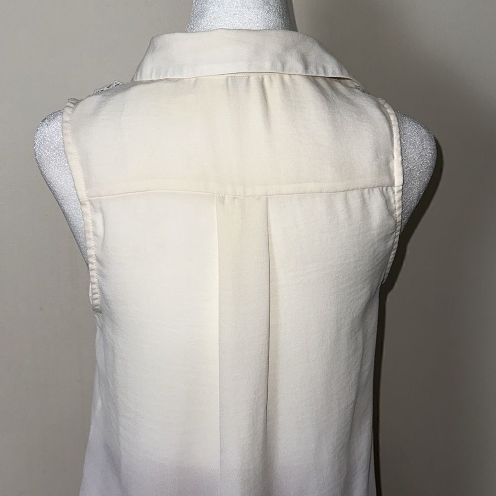 DIVIDED X H&M 2 Ivory White Lace Front Sheer Sleeveless Shell Top - Picture 4 of 6